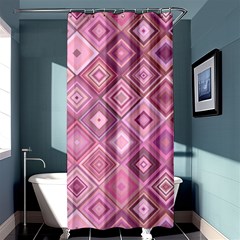 Pink Retro Texture With Rhombus, Retro Backgrounds Shower Curtain 36  X 72  (stall)  by nateshop