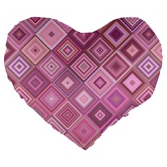 Pink Retro Texture With Rhombus, Retro Backgrounds Large 19  Premium Heart Shape Cushions by nateshop