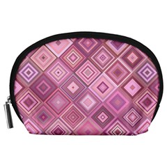 Pink Retro Texture With Rhombus, Retro Backgrounds Accessory Pouch (large)