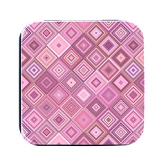 Pink Retro Texture With Rhombus, Retro Backgrounds Square Metal Box (black)