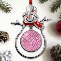 Pink Retro Texture With Rhombus, Retro Backgrounds Metal Snowman Ornament by nateshop