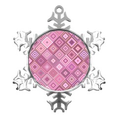 Pink Retro Texture With Rhombus, Retro Backgrounds Metal Small Snowflake Ornament by nateshop