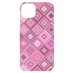 Pink Retro Texture With Rhombus, Retro Backgrounds Iphone 14 Plus Black Uv Print Case by nateshop