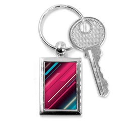 Pink-blue Retro Background, Retro Backgrounds, Lines Key Chain (rectangle) by nateshop