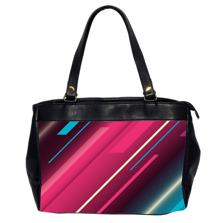 Pink-blue Retro Background, Retro Backgrounds, Lines Oversize Office Handbag (2 Sides)