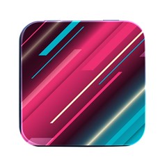 Pink-blue Retro Background, Retro Backgrounds, Lines Square Metal Box (black)