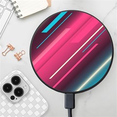 Pink-blue Retro Background, Retro Backgrounds, Lines Wireless Fast Charger(black) by nateshop