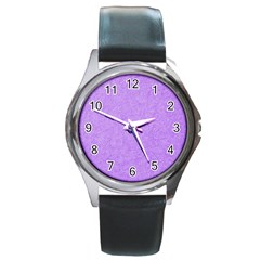 Purple Paper Texture, Paper Background Round Metal Watch by nateshop