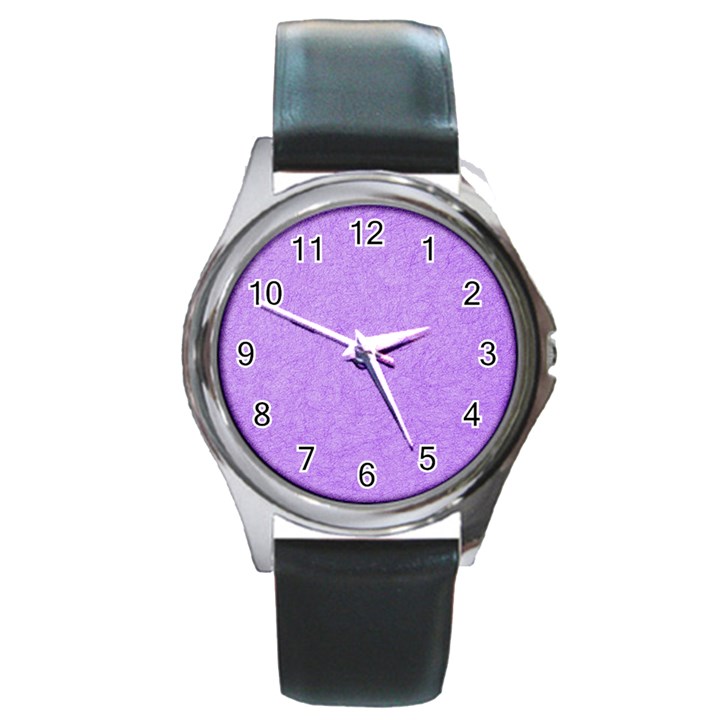 Purple Paper Texture, Paper Background Round Metal Watch