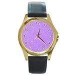 Purple Paper Texture, Paper Background Round Gold Metal Watch Front