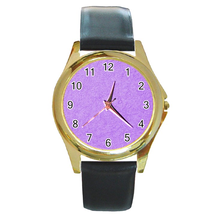 Purple Paper Texture, Paper Background Round Gold Metal Watch