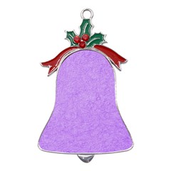 Purple Paper Texture, Paper Background Metal Holly Leaf Bell Ornament by nateshop