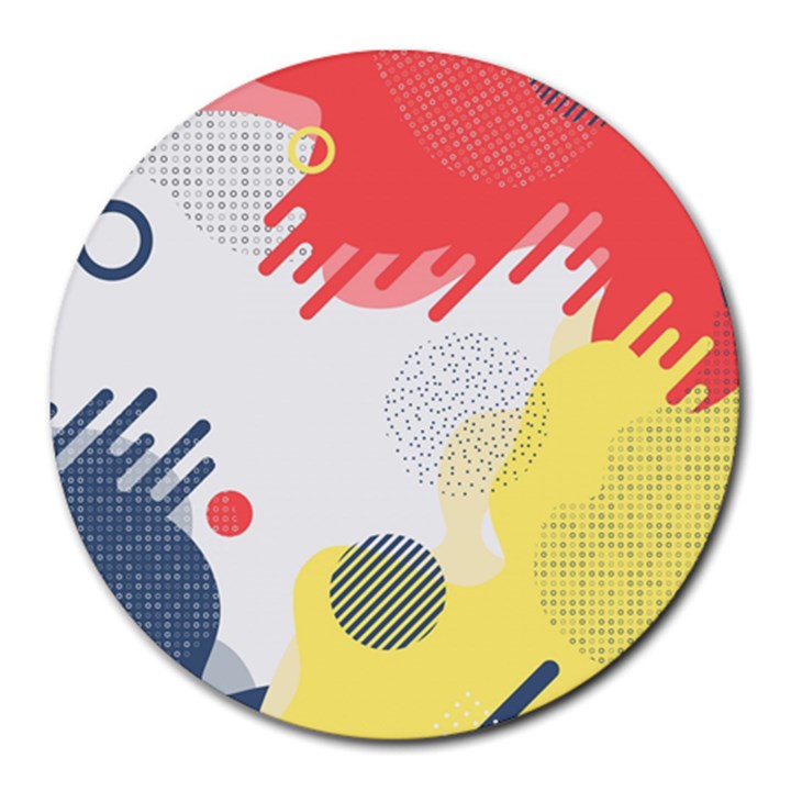 Red White Blue Retro Background, Retro Abstraction, Colored Retro Background Round Mousepad