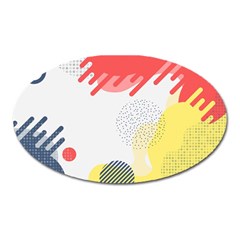 Red White Blue Retro Background, Retro Abstraction, Colored Retro Background Oval Magnet