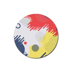 Red White Blue Retro Background, Retro Abstraction, Colored Retro Background Rubber Round Coaster (4 Pack) by nateshop