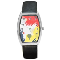 Red White Blue Retro Background, Retro Abstraction, Colored Retro Background Barrel Style Metal Watch by nateshop