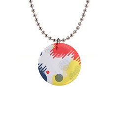 Red White Blue Retro Background, Retro Abstraction, Colored Retro Background 1  Button Necklace by nateshop