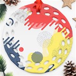 Red White Blue Retro Background, Retro Abstraction, Colored Retro Background Round Filigree Ornament (Two Sides) Front