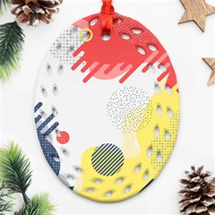 Red White Blue Retro Background, Retro Abstraction, Colored Retro Background Oval Filigree Ornament (two Sides) by nateshop