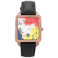 Red White Blue Retro Background, Retro Abstraction, Colored Retro Background Rose Gold Leather Watch  by nateshop