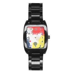 Red White Blue Retro Background, Retro Abstraction, Colored Retro Background Stainless Steel Barrel Watch by nateshop