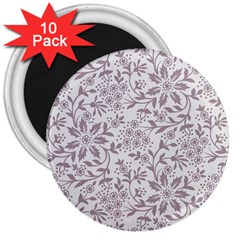 Retro Floral Texture, Beige Floral Retro Background, Vintage Texture 3  Magnets (10 Pack)  by nateshop