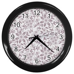 Retro Floral Texture, Beige Floral Retro Background, Vintage Texture Wall Clock (black) by nateshop