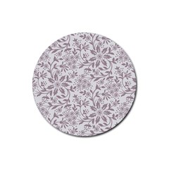 Retro Floral Texture, Beige Floral Retro Background, Vintage Texture Rubber Round Coaster (4 Pack) by nateshop