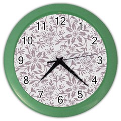 Retro Floral Texture, Beige Floral Retro Background, Vintage Texture Color Wall Clock by nateshop