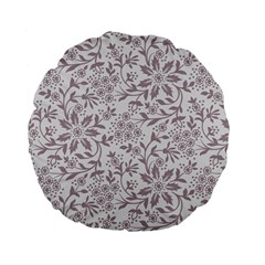 Retro Floral Texture, Beige Floral Retro Background, Vintage Texture Standard 15  Premium Flano Round Cushions by nateshop