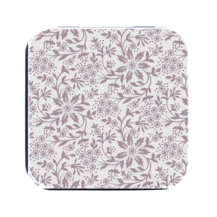 Retro Floral Texture, Beige Floral Retro Background, Vintage Texture Square Metal Box (Black)