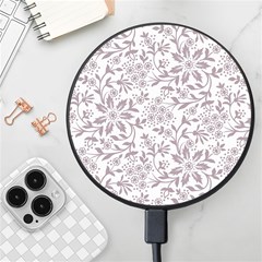 Retro Floral Texture, Beige Floral Retro Background, Vintage Texture Wireless Fast Charger(black) by nateshop