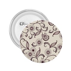 Retro Floral Texture, Light Brown Retro Background 2 25  Buttons by nateshop