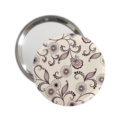 Retro Floral Texture, Light Brown Retro Background 2 25  Handbag Mirrors by nateshop