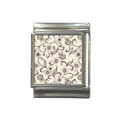 Retro Floral Texture, Light Brown Retro Background Italian Charm (13mm) by nateshop