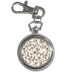 Retro Floral Texture, Light Brown Retro Background Key Chain Watches by nateshop