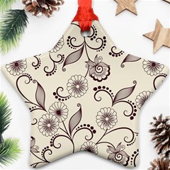 Retro Floral Texture, Light Brown Retro Background Star Ornament (two Sides) by nateshop