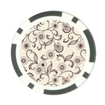 Retro Floral Texture, Light Brown Retro Background Poker Chip Card Guard Back