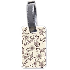 Retro Floral Texture, Light Brown Retro Background Luggage Tag (one Side) by nateshop