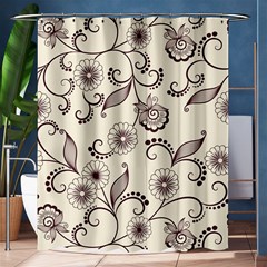 Retro Floral Texture, Light Brown Retro Background Shower Curtain 60  X 72  (medium)  by nateshop