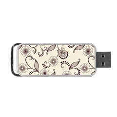 Retro Floral Texture, Light Brown Retro Background Portable Usb Flash (two Sides) by nateshop