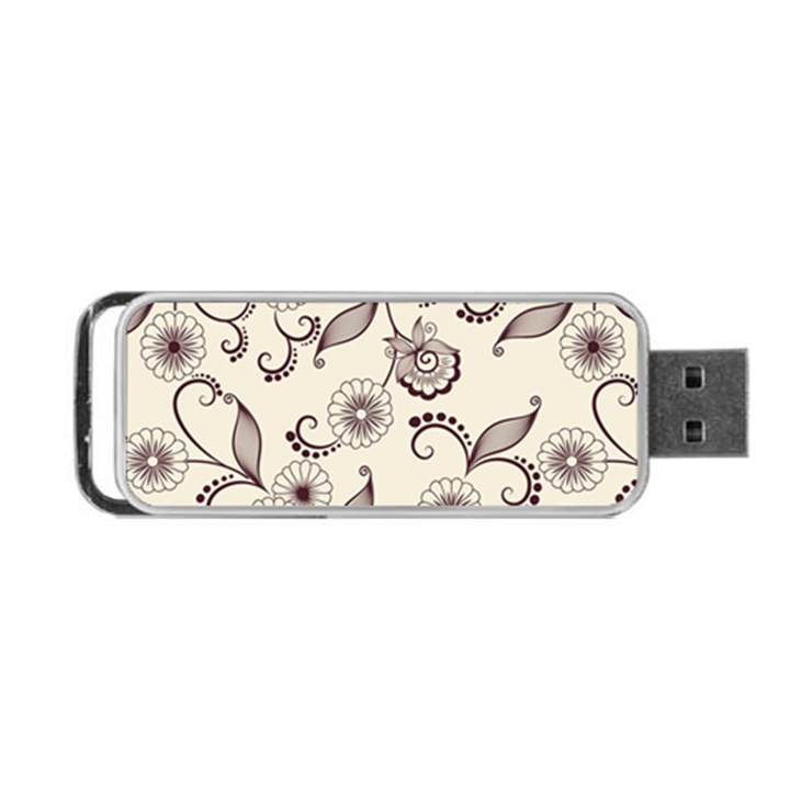 Retro Floral Texture, Light Brown Retro Background Portable USB Flash (Two Sides)