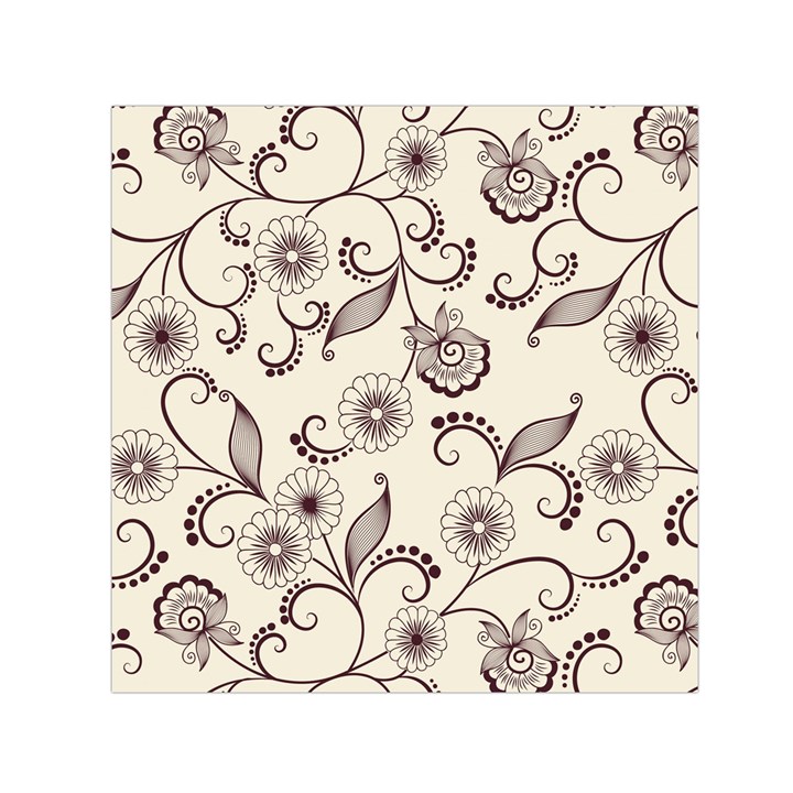 Retro Floral Texture, Light Brown Retro Background Square Satin Scarf (30  x 30 )