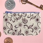 Retro Floral Texture, Light Brown Retro Background Large Coin Purse Front