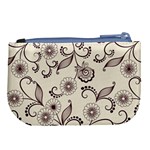 Retro Floral Texture, Light Brown Retro Background Large Coin Purse Back