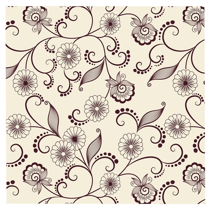 Retro Floral Texture, Light Brown Retro Background Wooden Puzzle Square