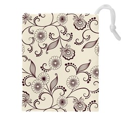 Retro Floral Texture, Light Brown Retro Background Drawstring Pouch (4xl) by nateshop