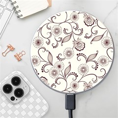 Retro Floral Texture, Light Brown Retro Background Wireless Fast Charger(white) by nateshop