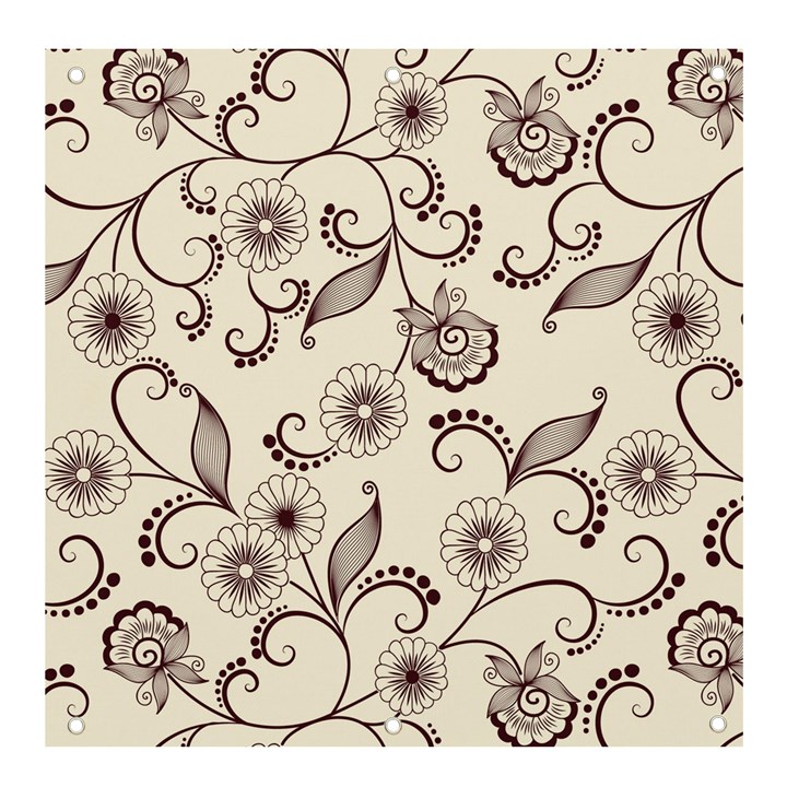 Retro Floral Texture, Light Brown Retro Background Banner and Sign 4  x 4 