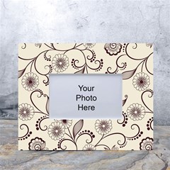 Retro Floral Texture, Light Brown Retro Background White Tabletop Photo Frame 4 x6  by nateshop